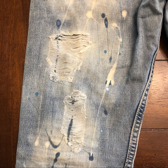Distressed splatter painted denim bootcut jeans - Picture 5 of 11